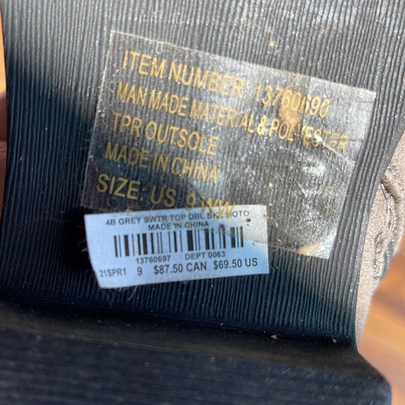 Torrid 9 wide Grey Slouchy Moto Boot Sweater Trimmed, Zippered Like New - Picture 8 of 8